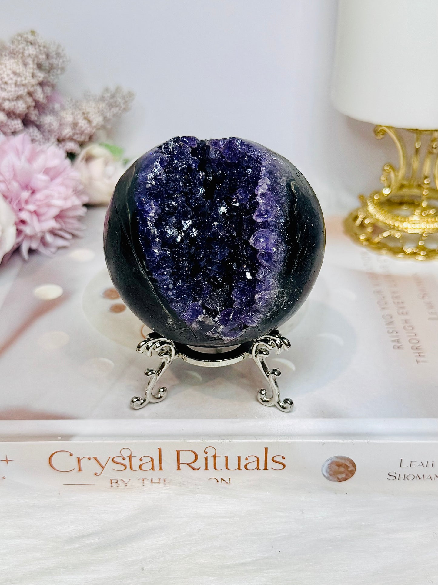 Large Druzy Amethyst Sphere on Stand 358g