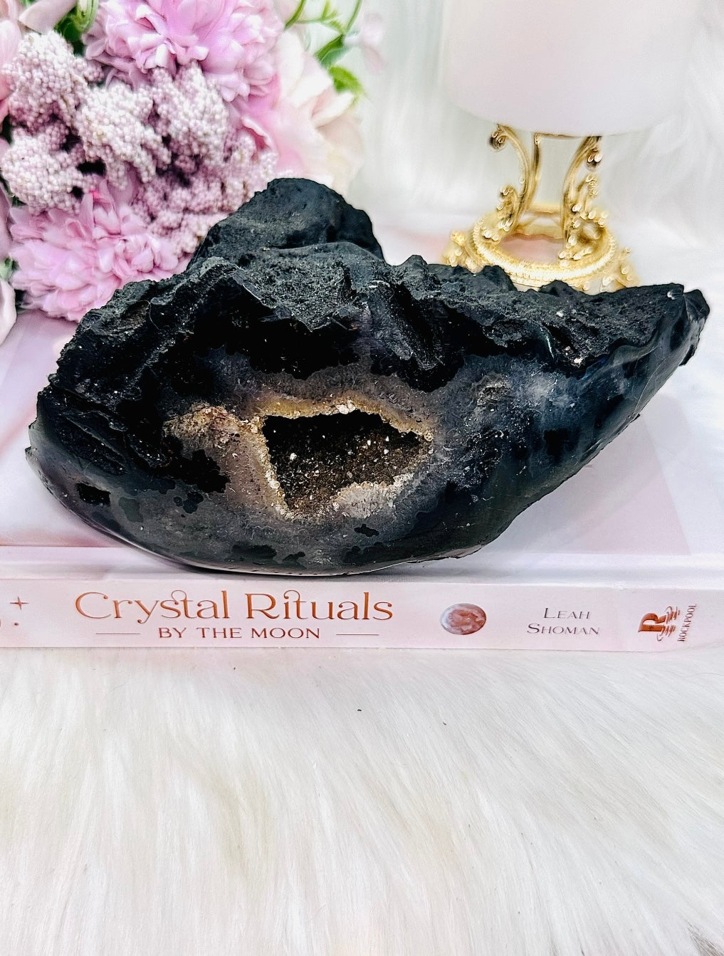 Absolutely Gorgeous Natural Large 1.2KG Black Druzy Agate Freeform From Brazil