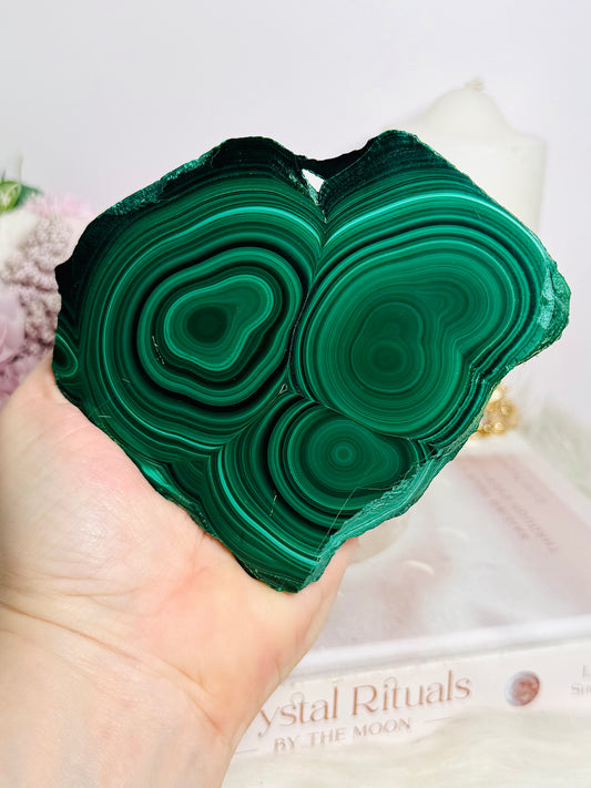 Large Thick Natural AAA Malachite Slab From Congo 11cm 621g