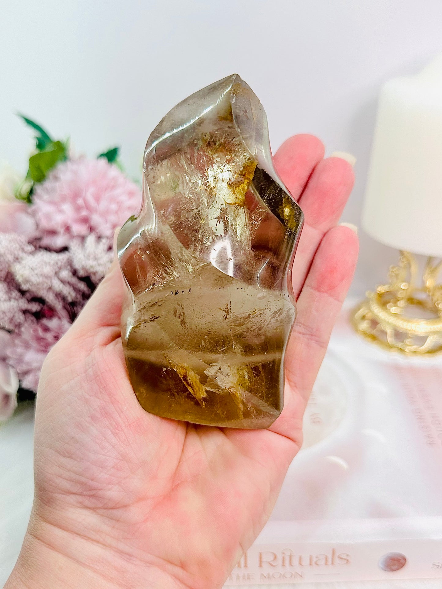 Supports Anxiety & Depression ~ Absolutely Incredible 351gram Smokey Quartz Flame From Brazil