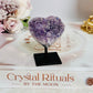 Beautiful 6cm Angel Aura Amethyst Cluster Heart on Stand From Brazil