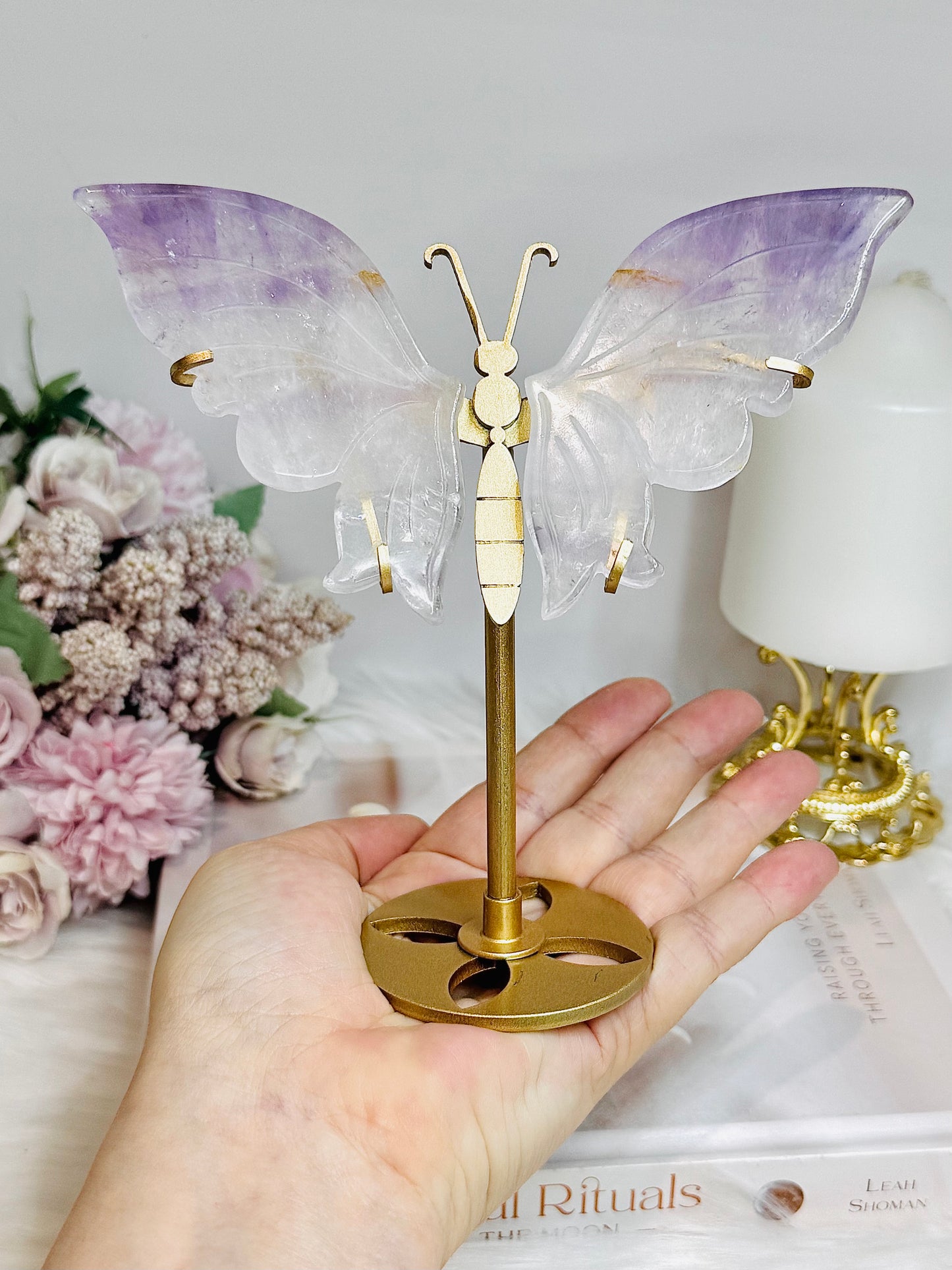 High Grade Amethyst in Quartz Butterfly Wings 15cm