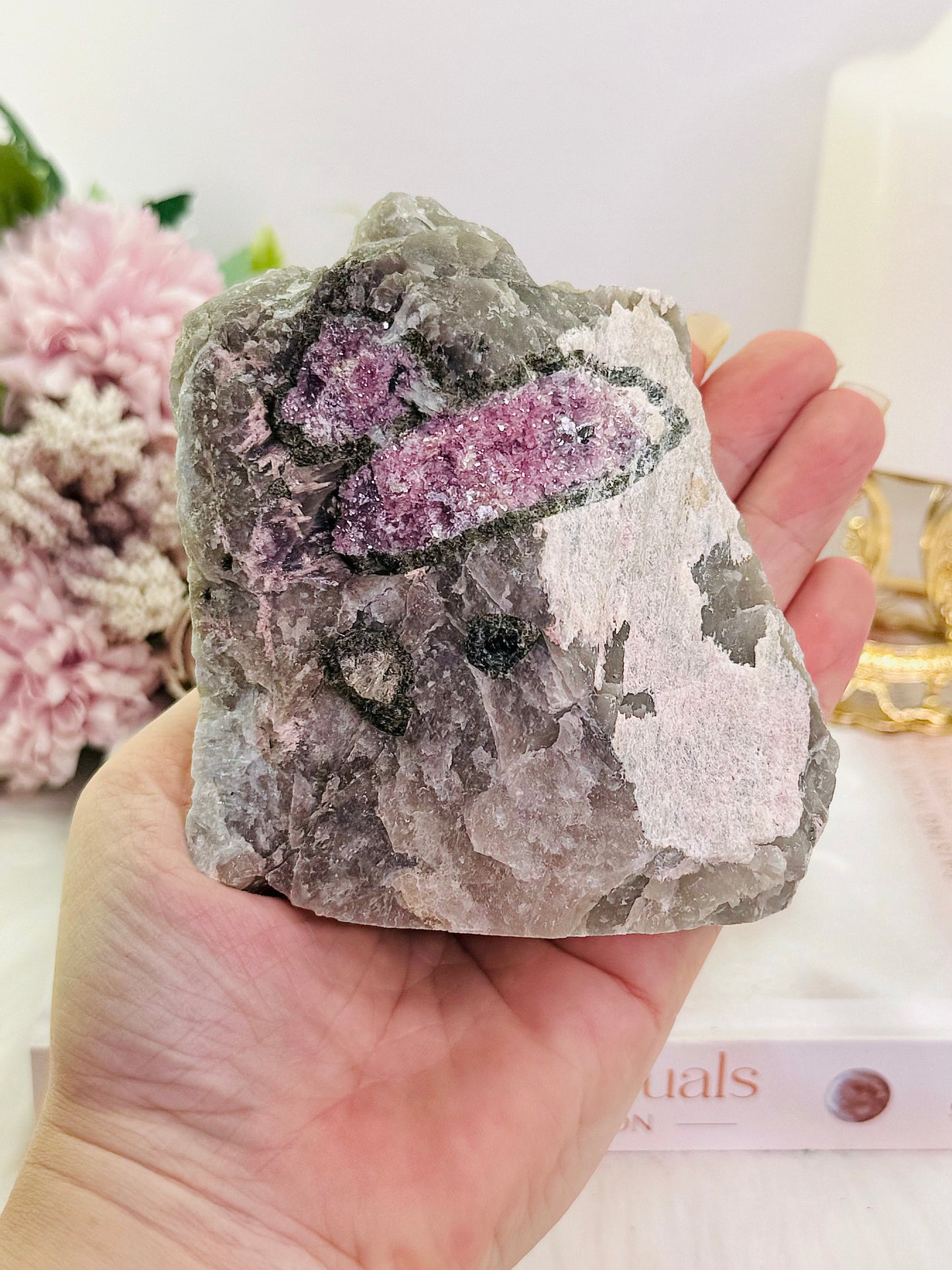 Fabulous Large Raw Natural 412gram Pink Tourmaline In Matrix Specimen Just Stunning