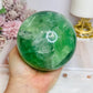 Huge Green Fluorite Sphere with Rainbows On Tall Glass Stand 1.4KG (stand can be changed)