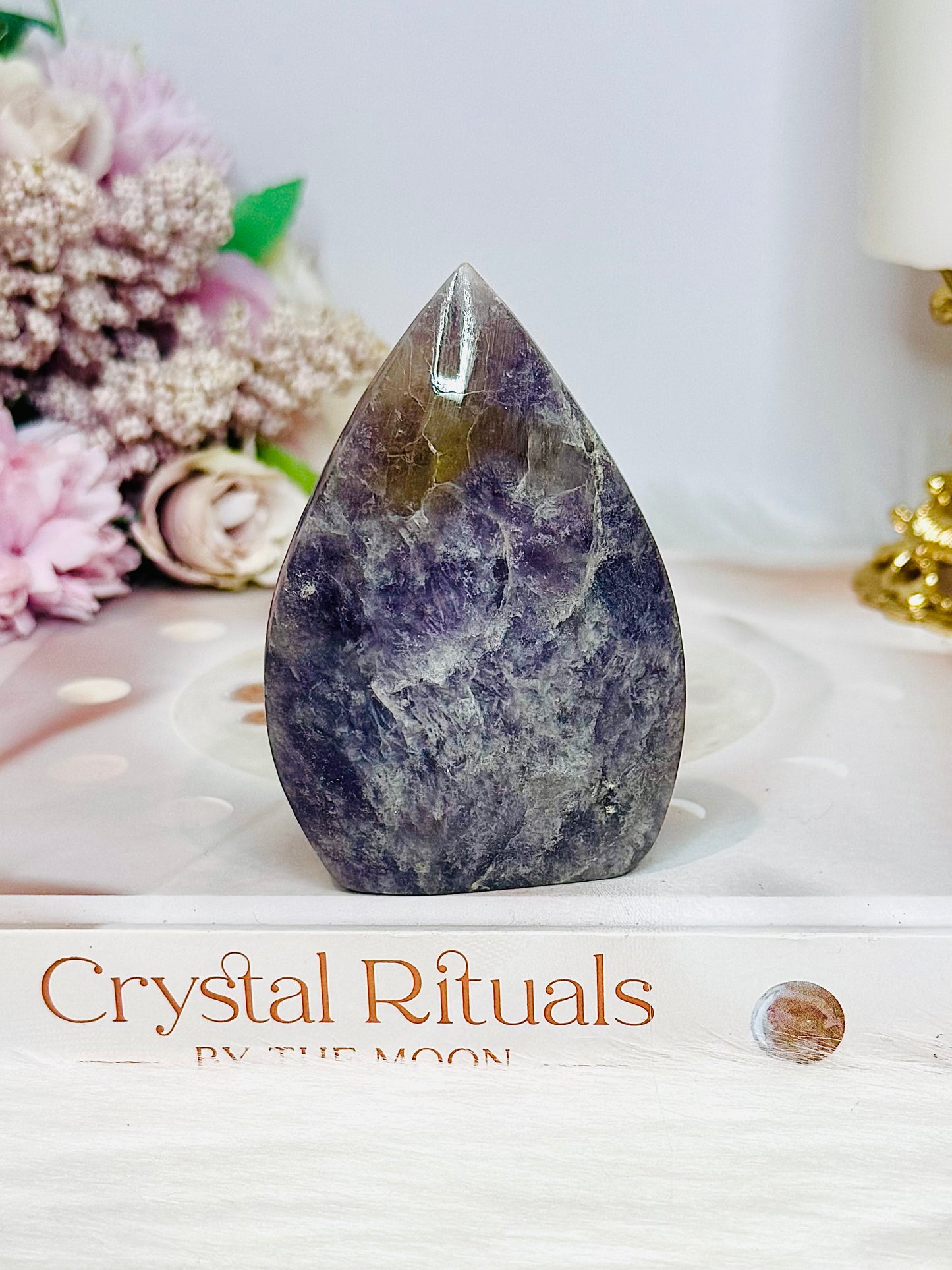Pegmatite | Unicorn Stone Carved Flame 7cm