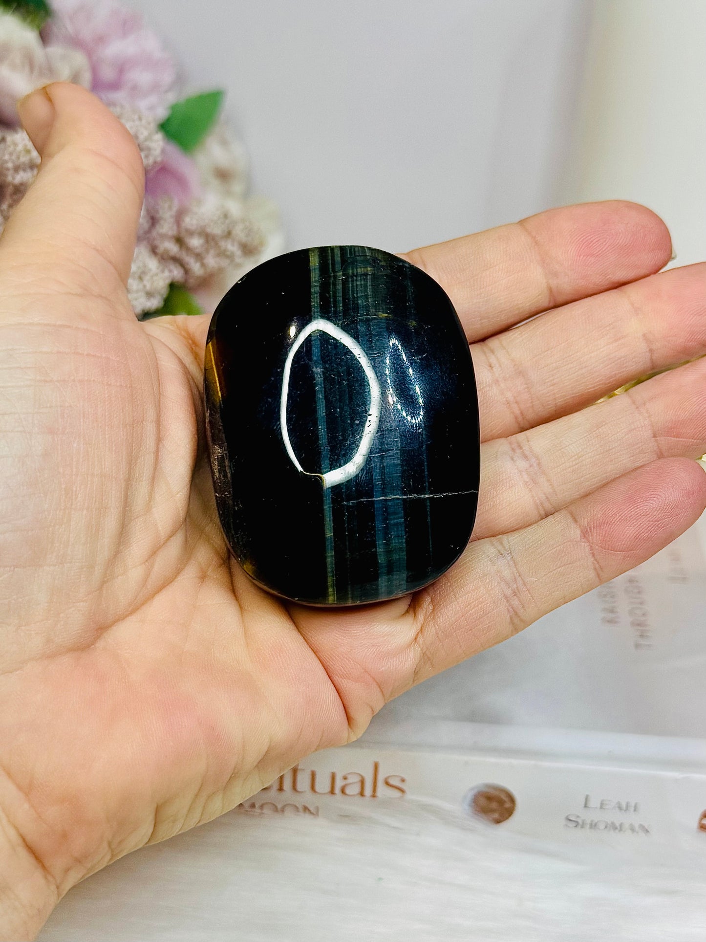 High Grade Rare Blue Tigers Eye Palm Stone