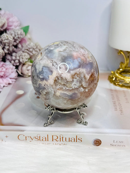 Large Pink Amethyst Druzy Sphere On Stand 661g