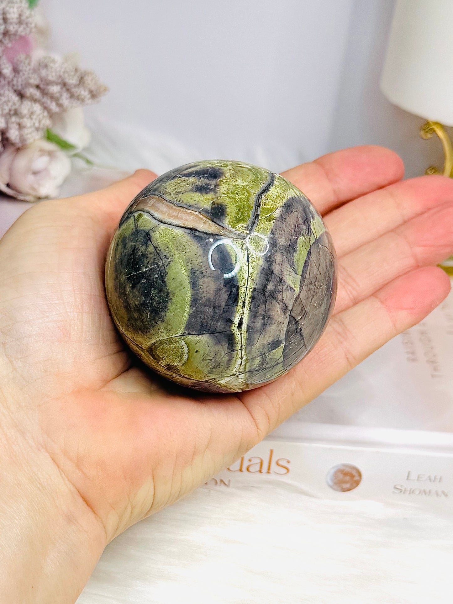 Money Agate Sphere on Stand 291g