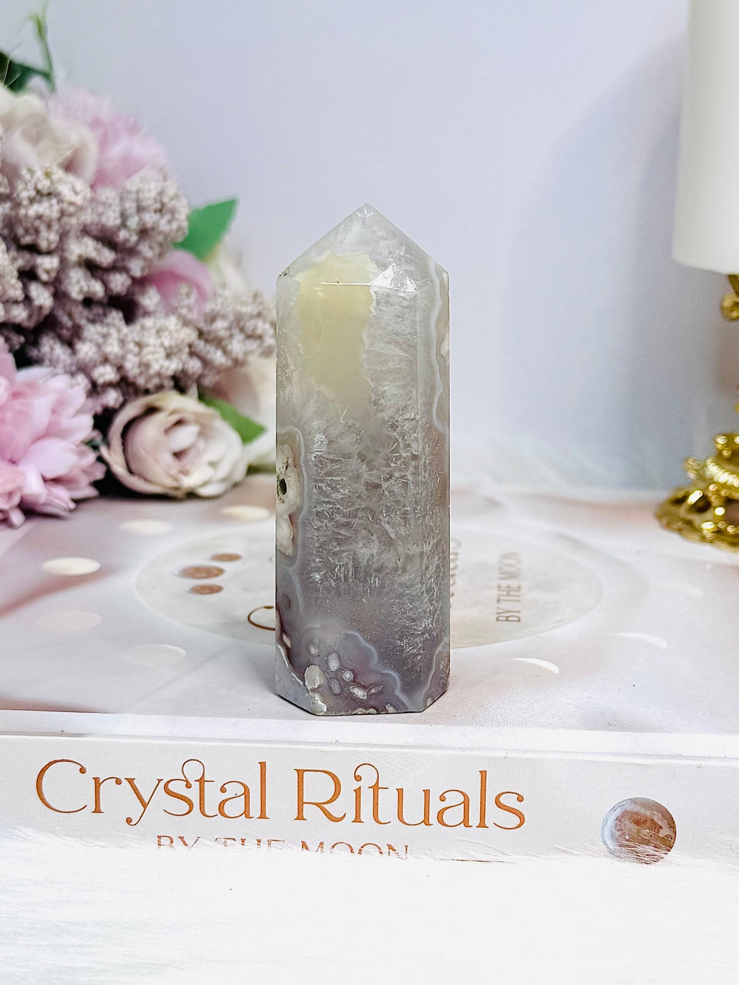Flower Agate Tower 8cm