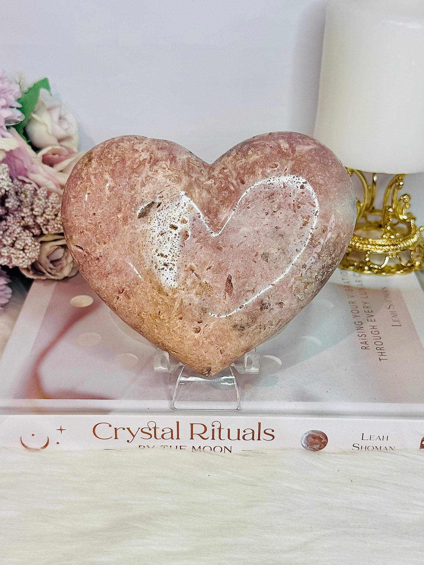 Large Pink Amethyst Chunky Heart On Stand 592gram