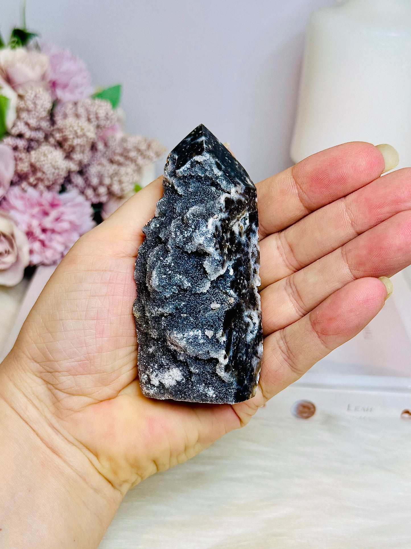 Black Druzy Sphalerite Tower 9cm