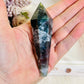 Tranquil 10cm Moss Agate Carved Wand | Tower