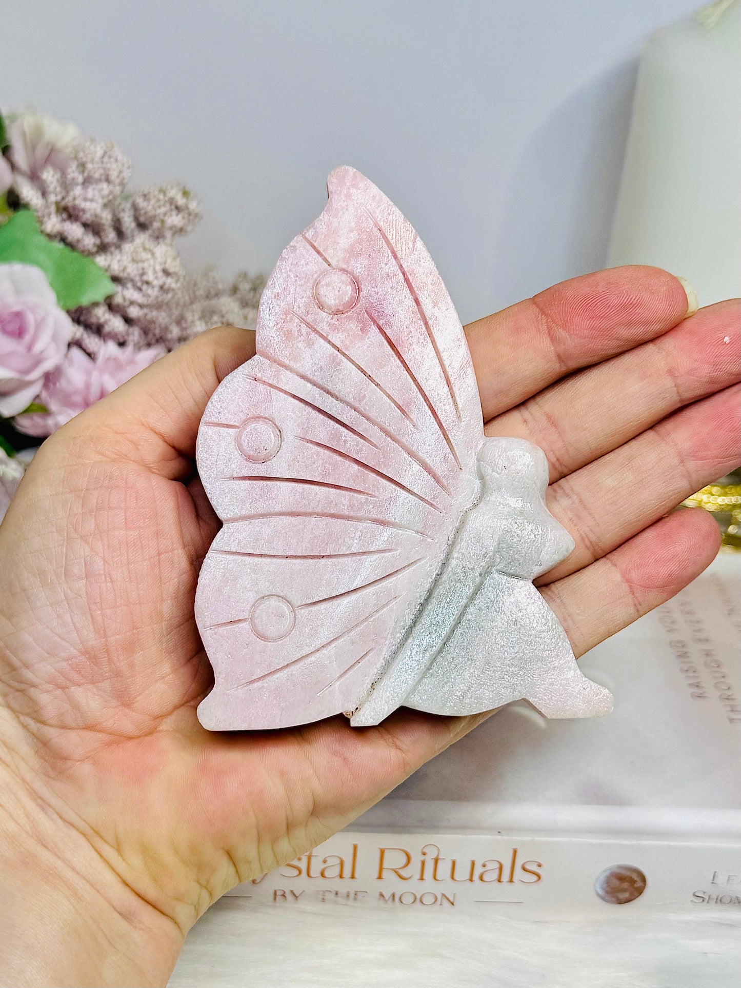Pink Opal Carved Fairy 10cm