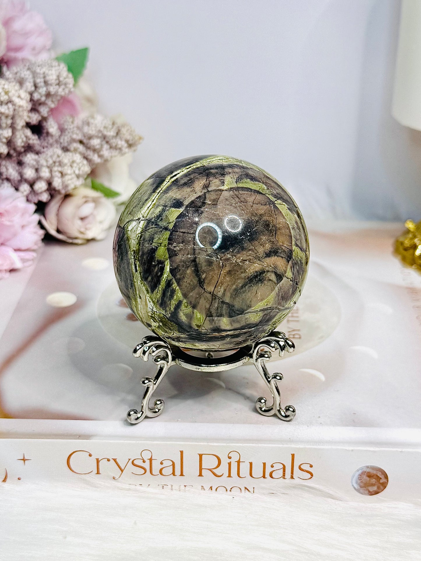 Money Agate Sphere on Stand 291g