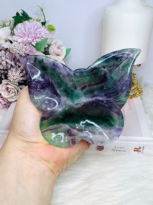 Fluorite Carved Butterfly Bowl 20cm