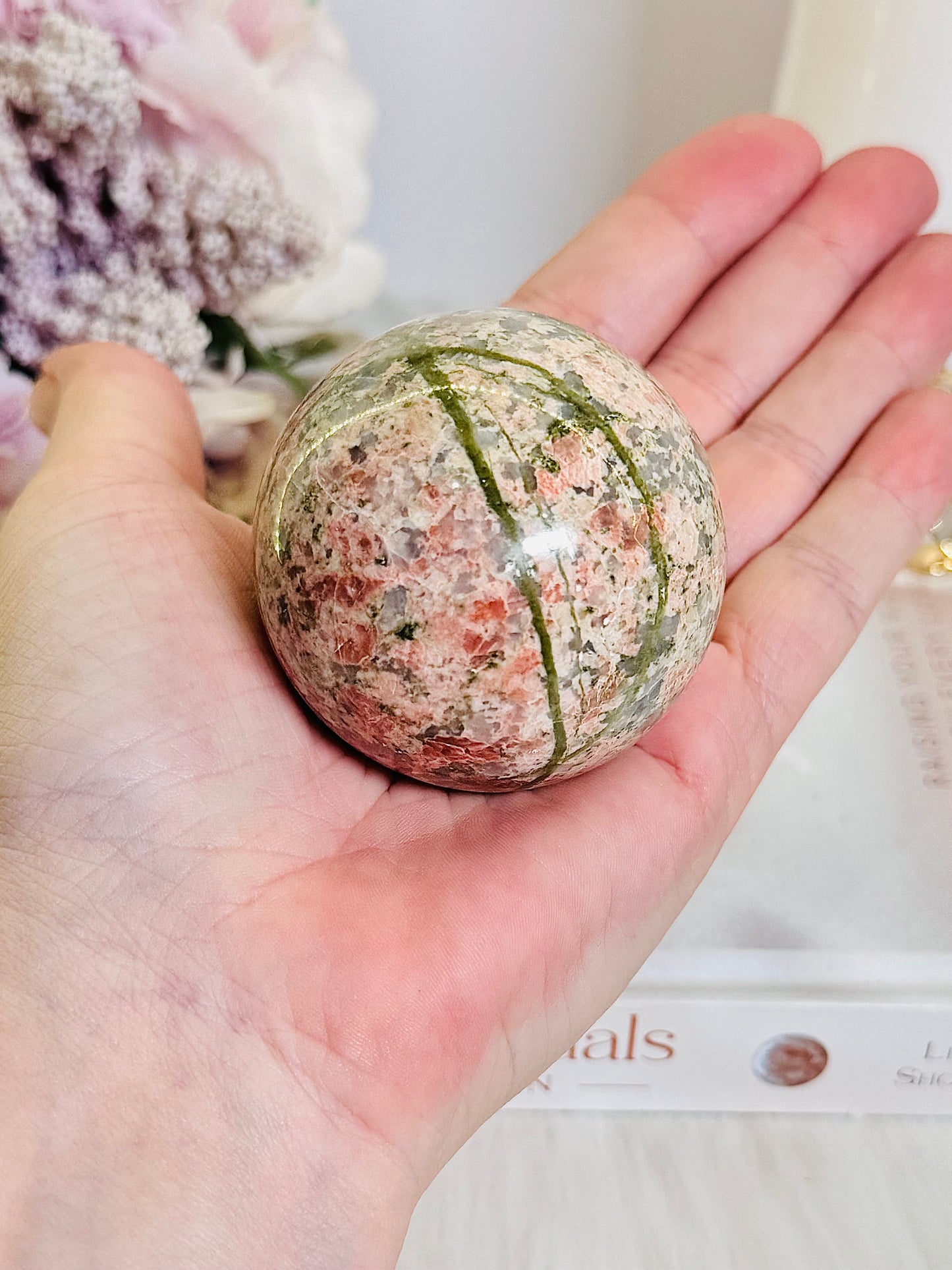 Gorgeous Natural Unakite Set ~ Sphere on Stand & Tower 9.5cm