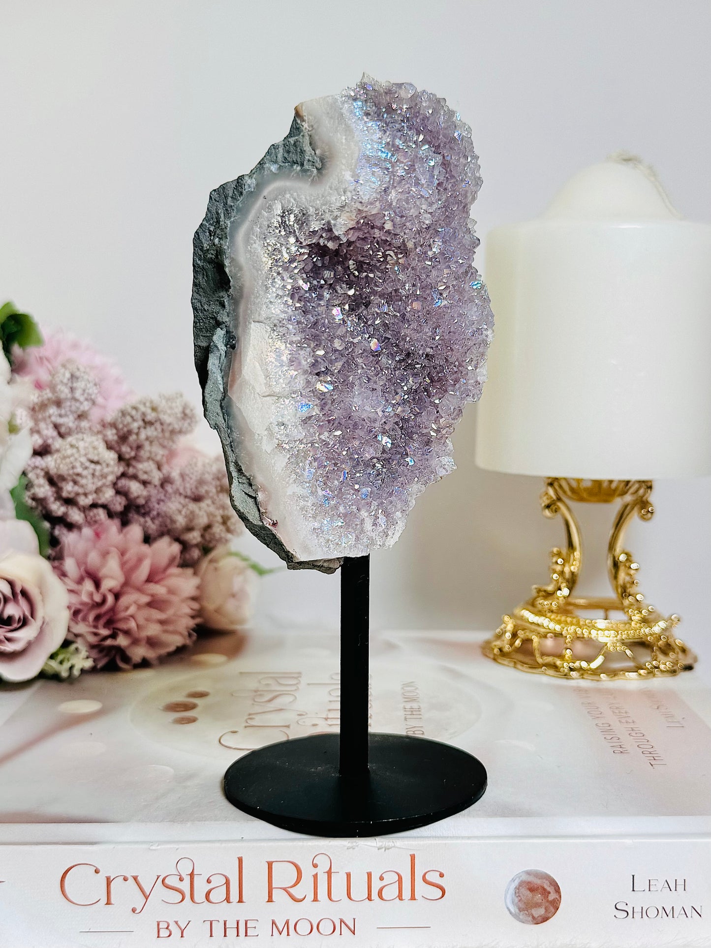 Fabulous Large 16cm Angel Aura Amethyst Cluster on Stand From Brazil