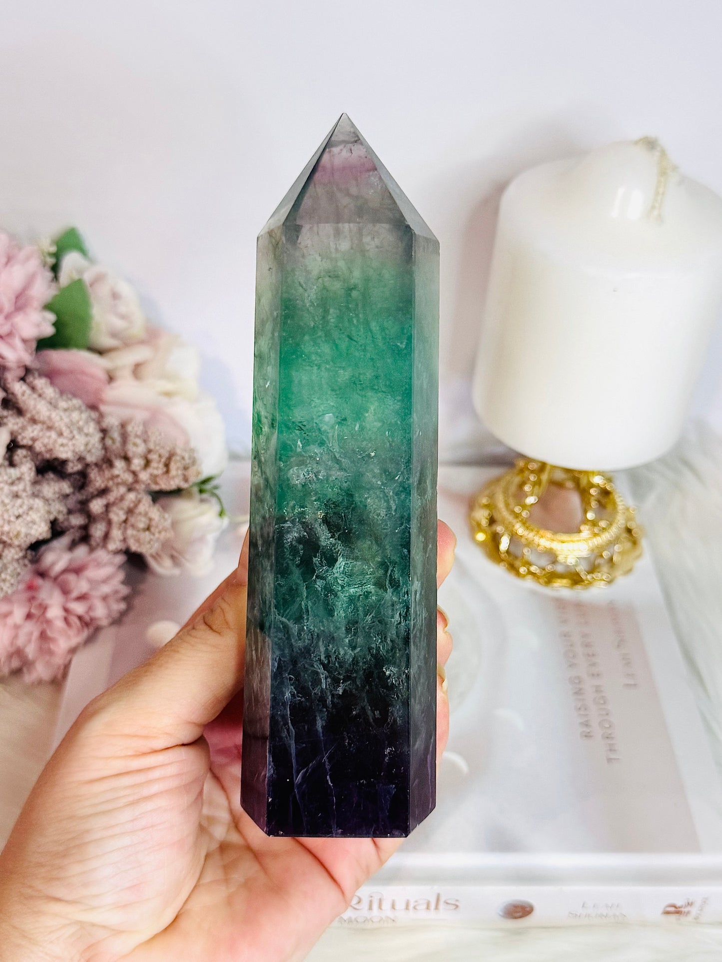 Incredibly Gorgeous Chunky Large Fluorite Tower 16cm