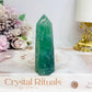 Green Fluorite Tower with Rainbows 8cm