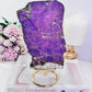 The Stone Of Freedom ~ Incredible Rare Natural Velvet Purpurite Huge Slab On Gold Stand, 22cm (Inc Stand) 683grams