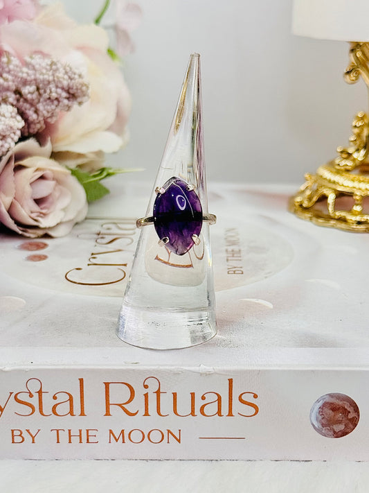 Stunning High Grade Amethyst Adjustable Ring From Brazil in Gift Bag