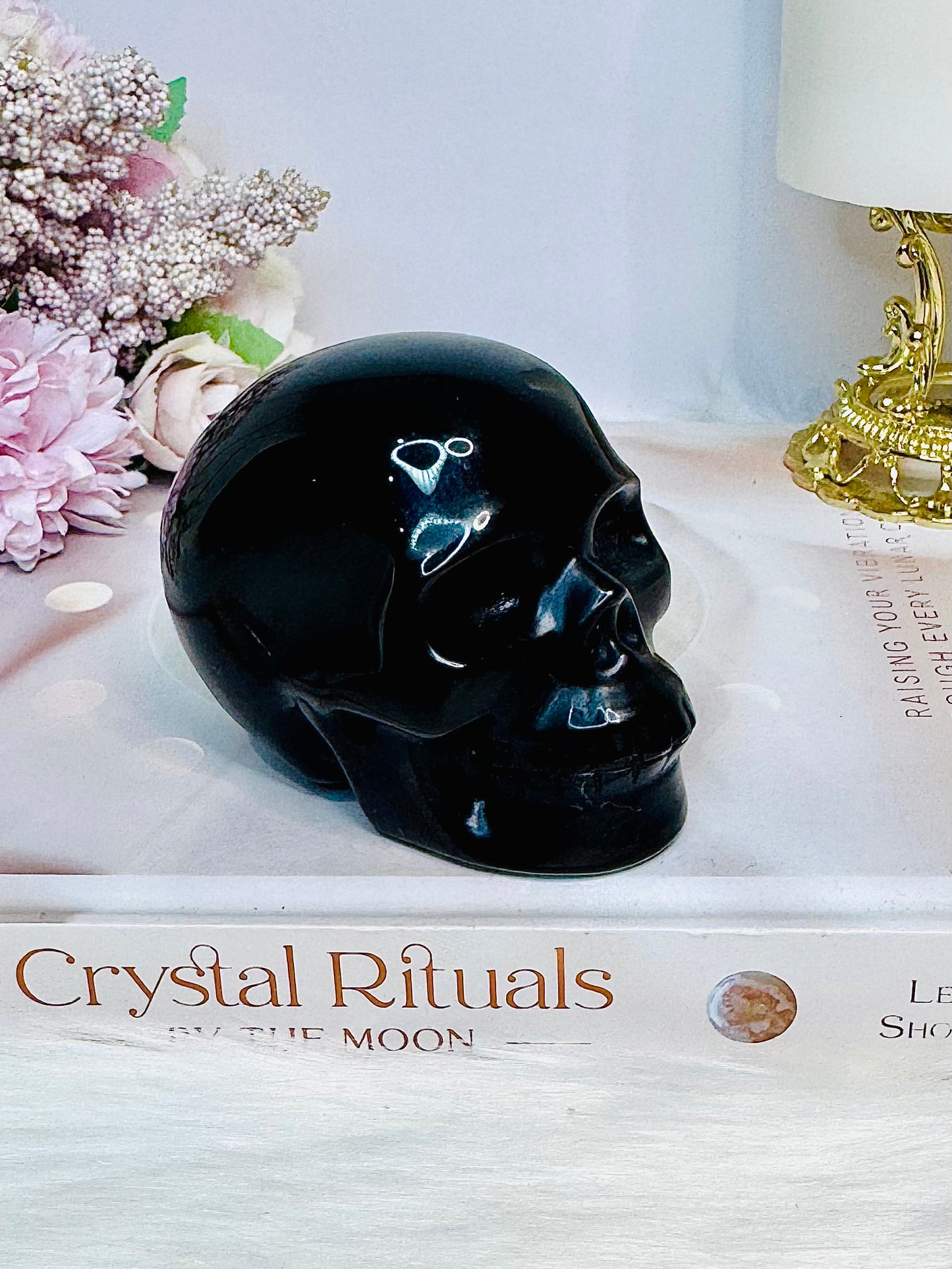 Large Black Obsidian Carved Skull 9cm