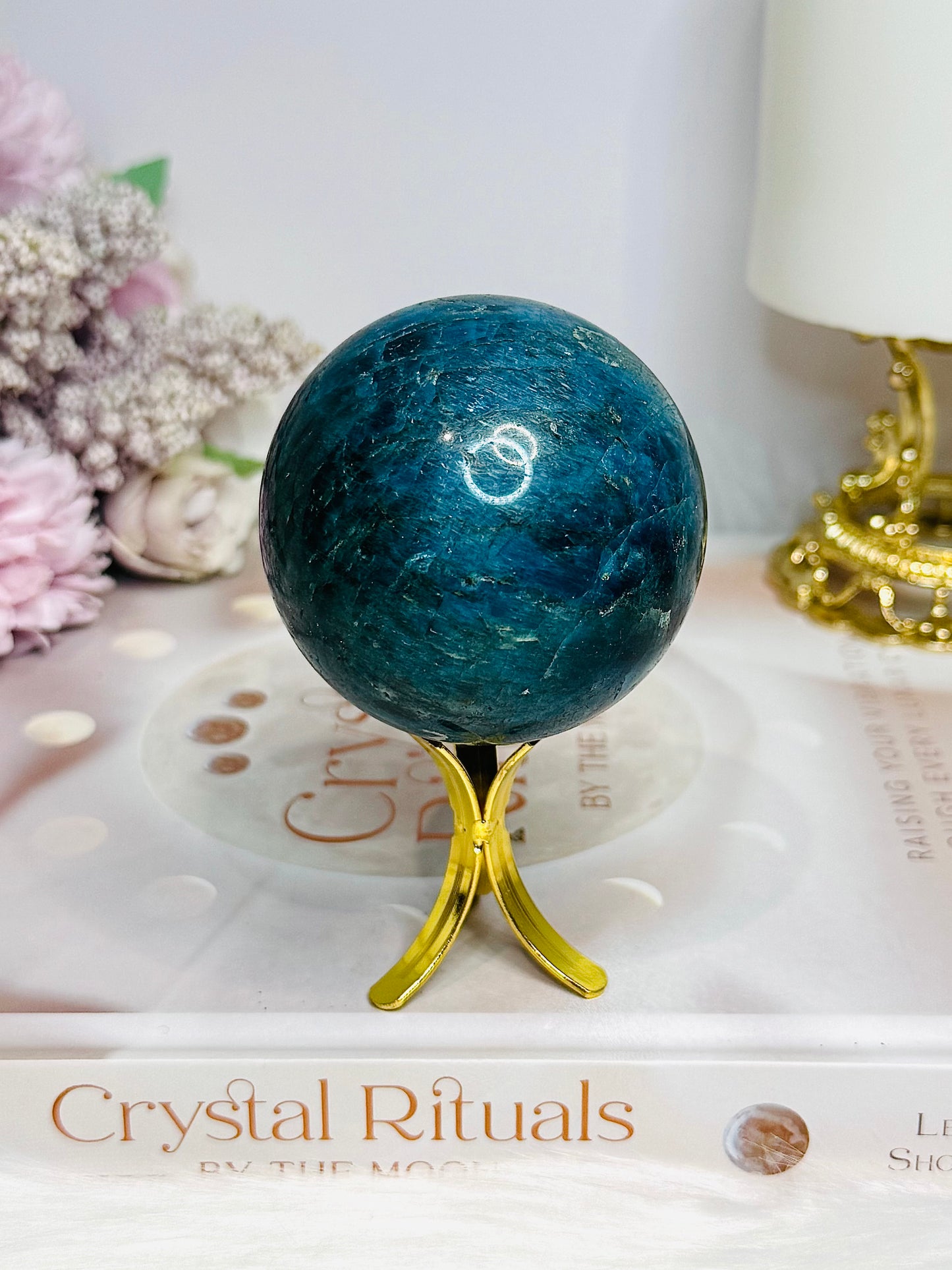 Blue Apatite Sphere on Stand 350g