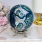 High Grade Druzy Moss Agate Sphere on Stand 1.09KG