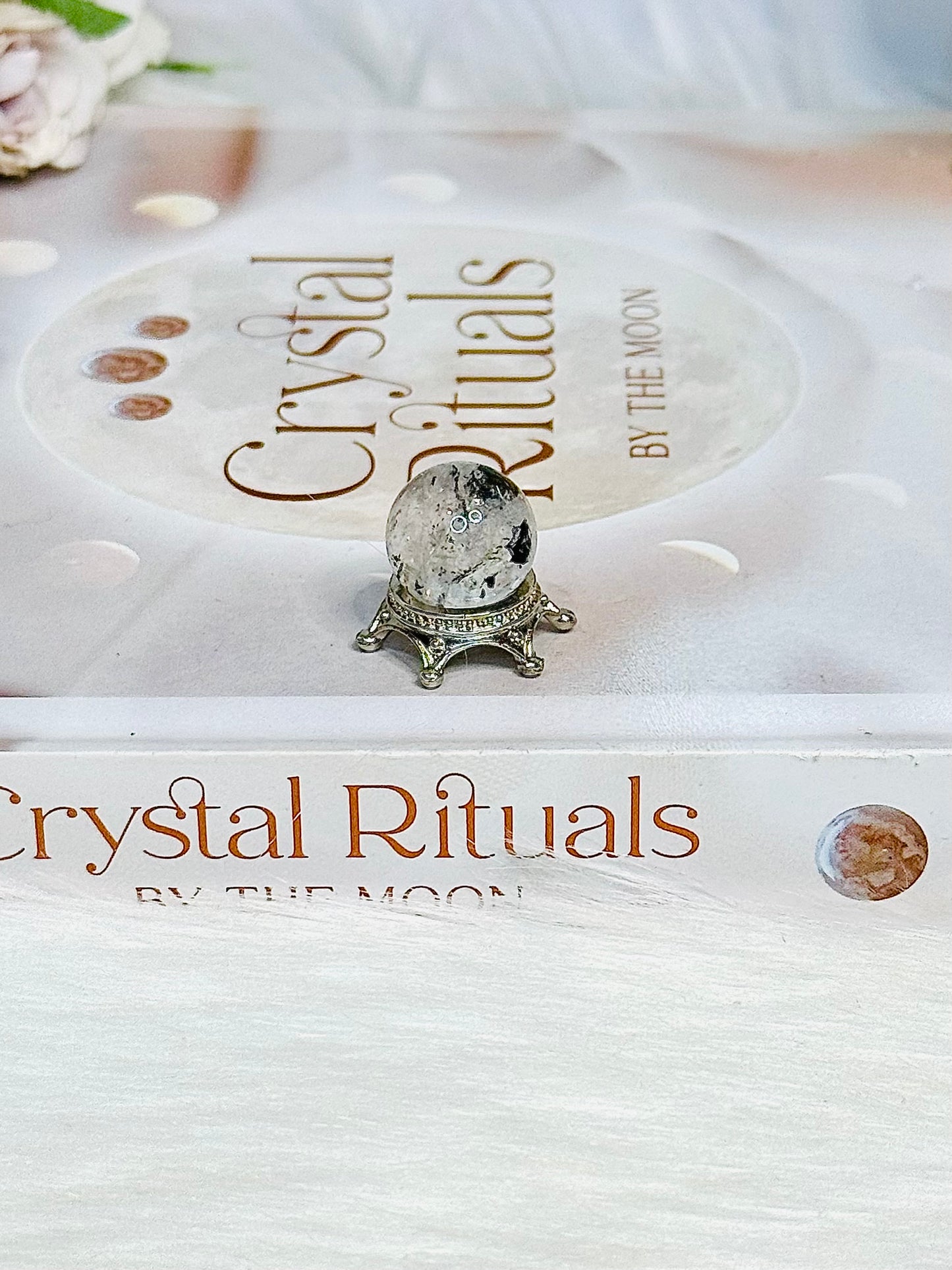 Rare Mini Herkimer Diamond Sphere on Stand