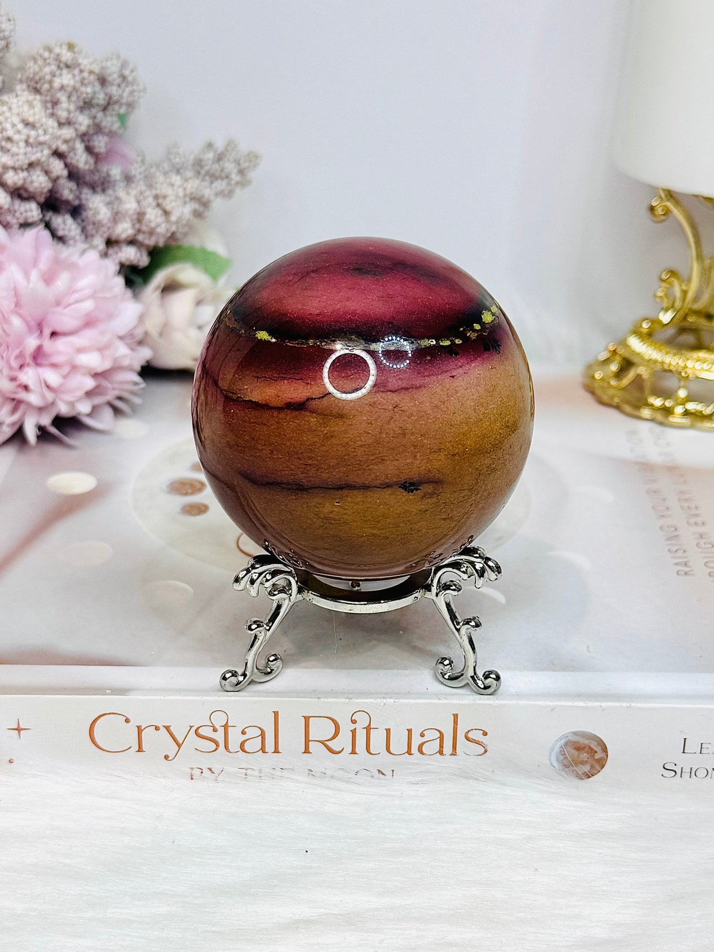 Mookaite Jasper Sphere on Stand 336g