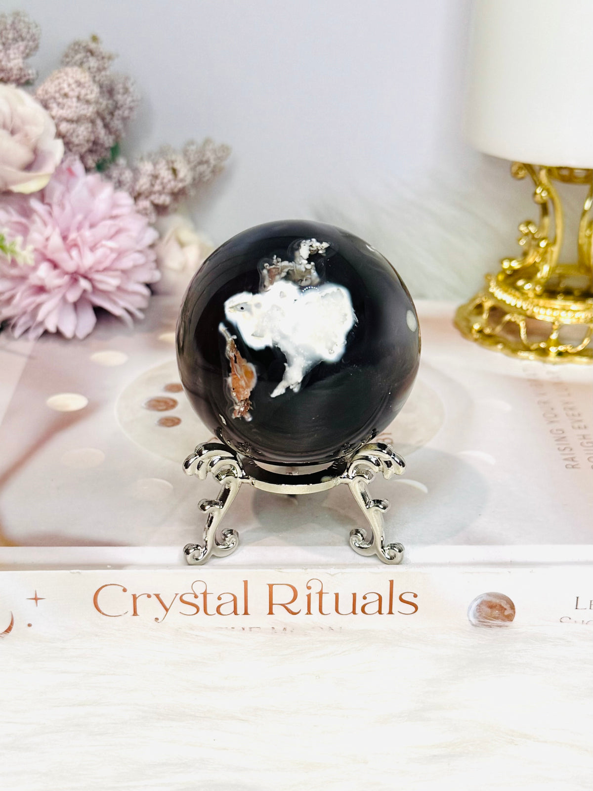 Orca Agate Sphere On Stand 247g