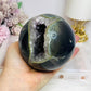 High Grade Huge Amethyst Druzy Agate Sphere on Stand 934g