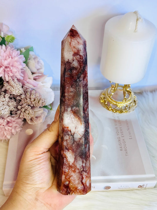 Gorgeous Large Fire Quartz Tower 19.5cm