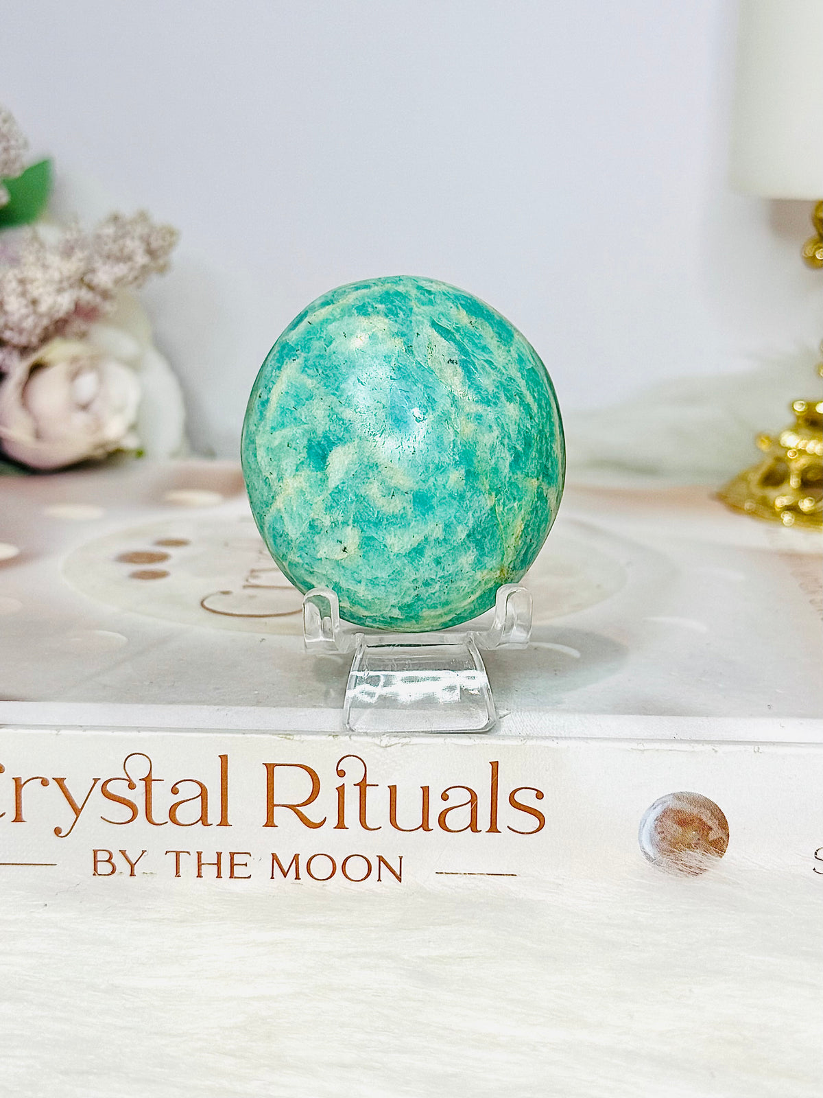 Amazonite Palm Stone (stand is display only)