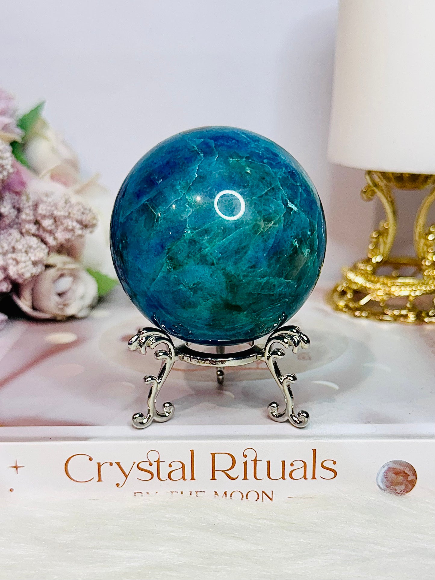 Absolutely Incredible High Grade Chrysocolla Sphere on Stand 329grams