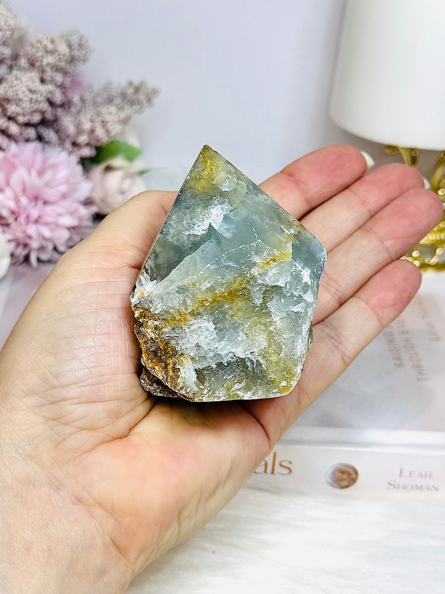 Natural Blue Onyx | Banded Calcite Rough Polished Top 221g