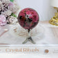 High Grade Rhodonite Sphere On Stand 200g