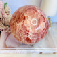 Huge 2.3KG Red Banded Calcite | Pork Stone Sphere On Stand