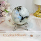 Rainbow Moonstone Sphere on Stand with Blue Flash 337g