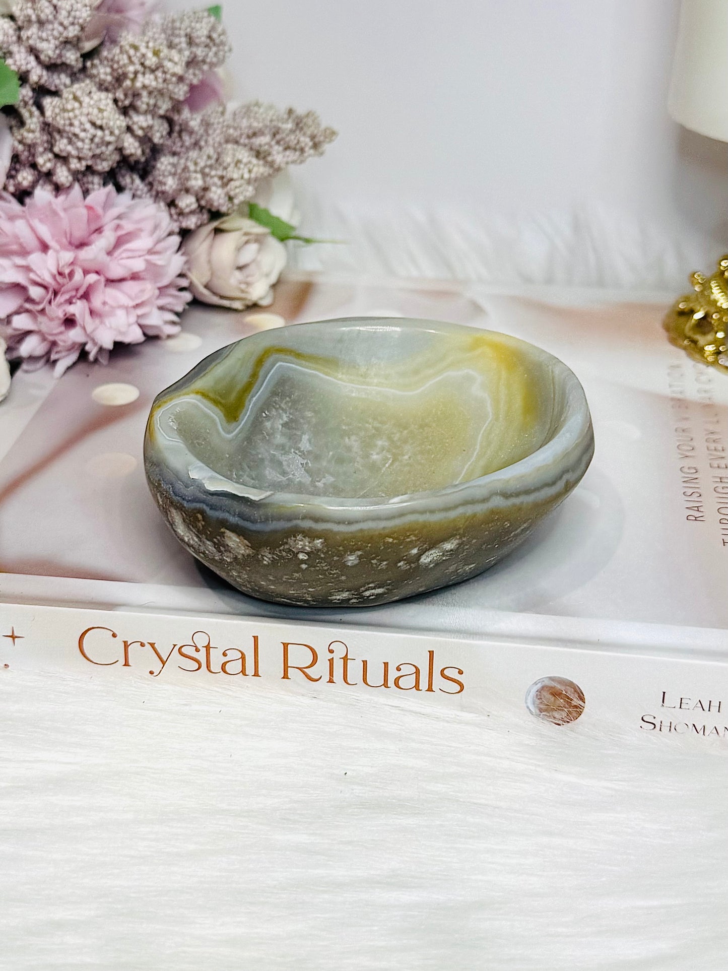 Agate Carved Bowl 9.5cm 289g