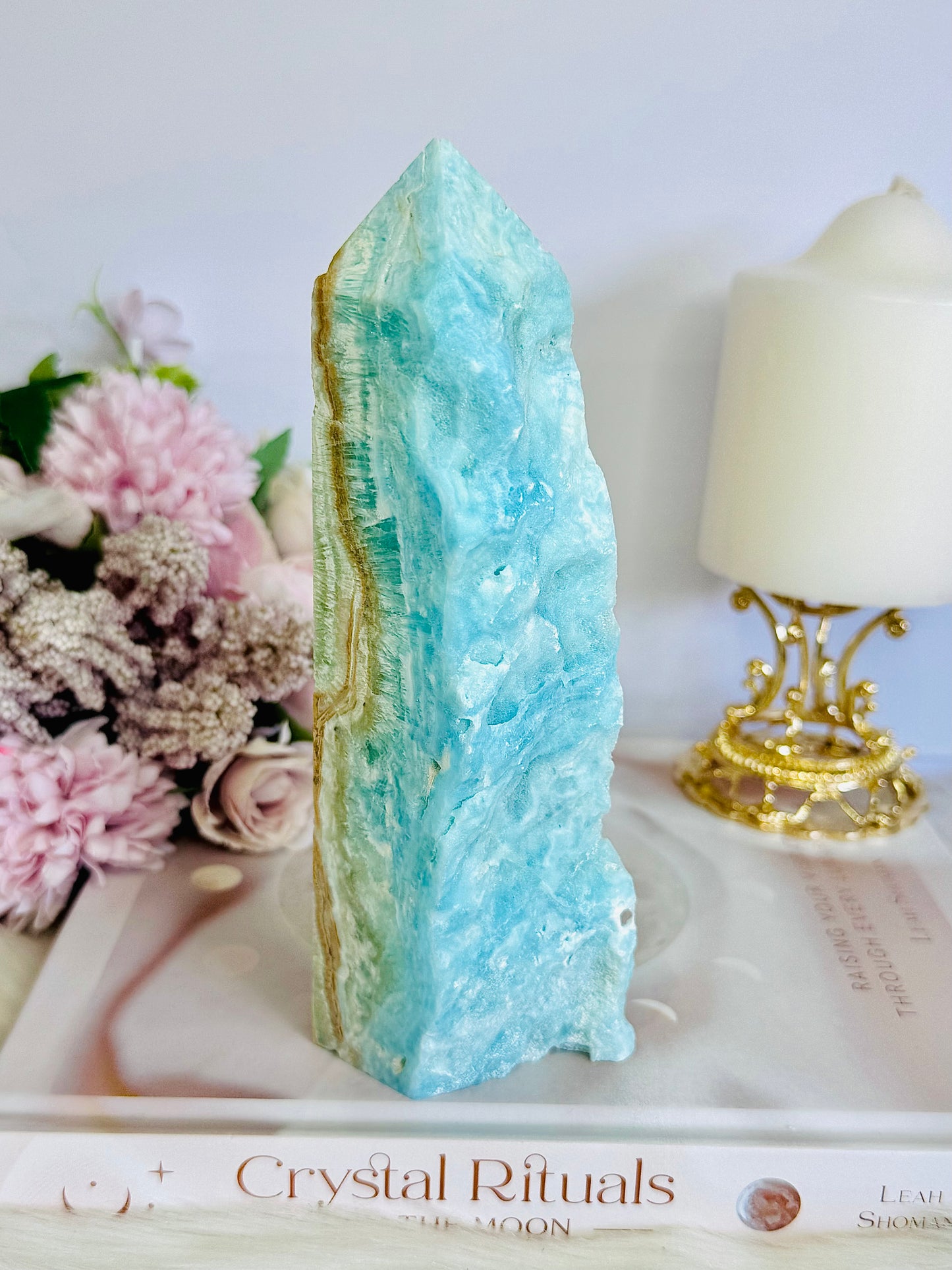 High Grade Divinely Gorgeous Large Natutal Blue Aragonite Chunky Tower 17cm