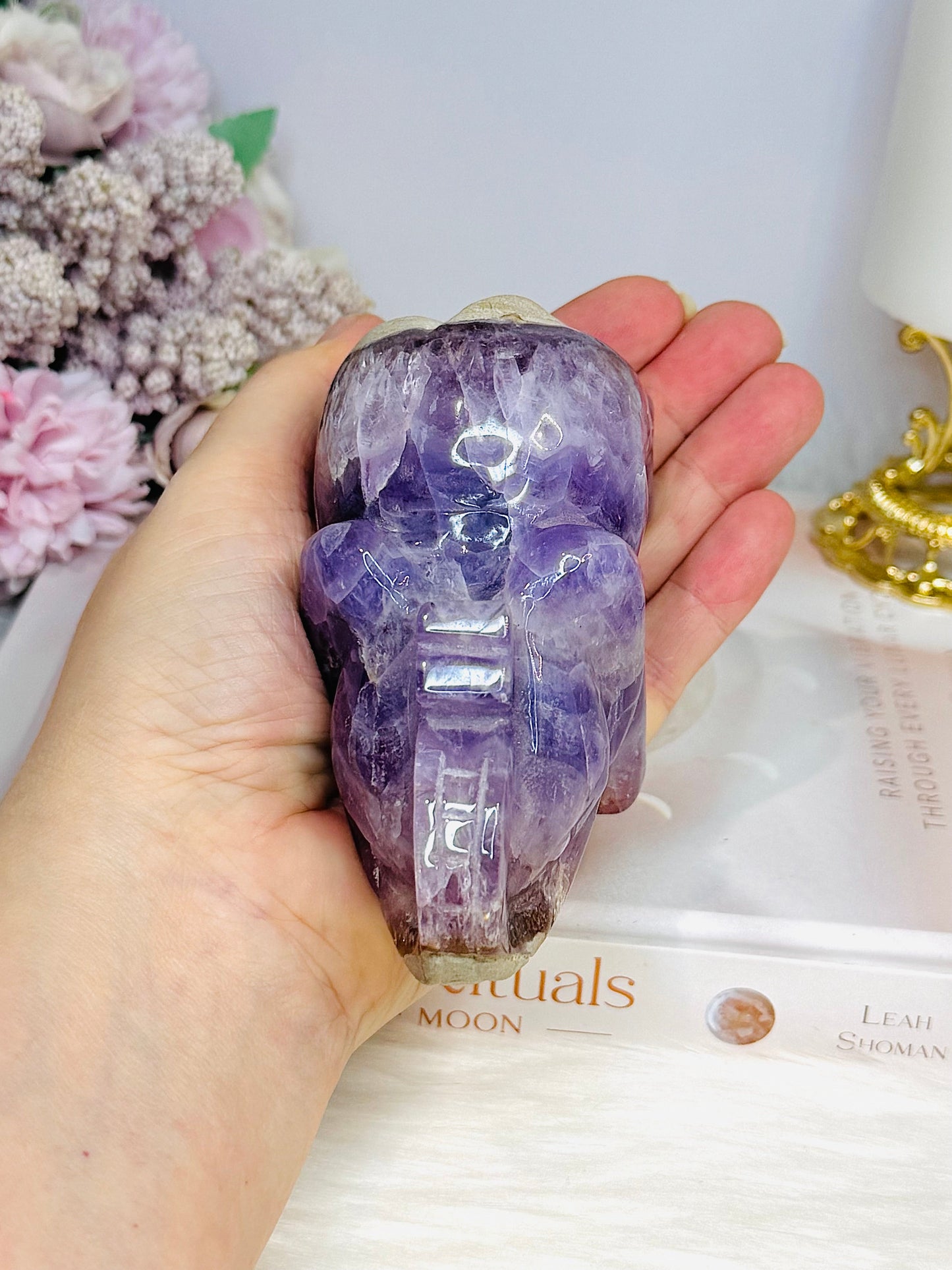Amethyst X Mexican Lace Agate Elephant 11cm 410g