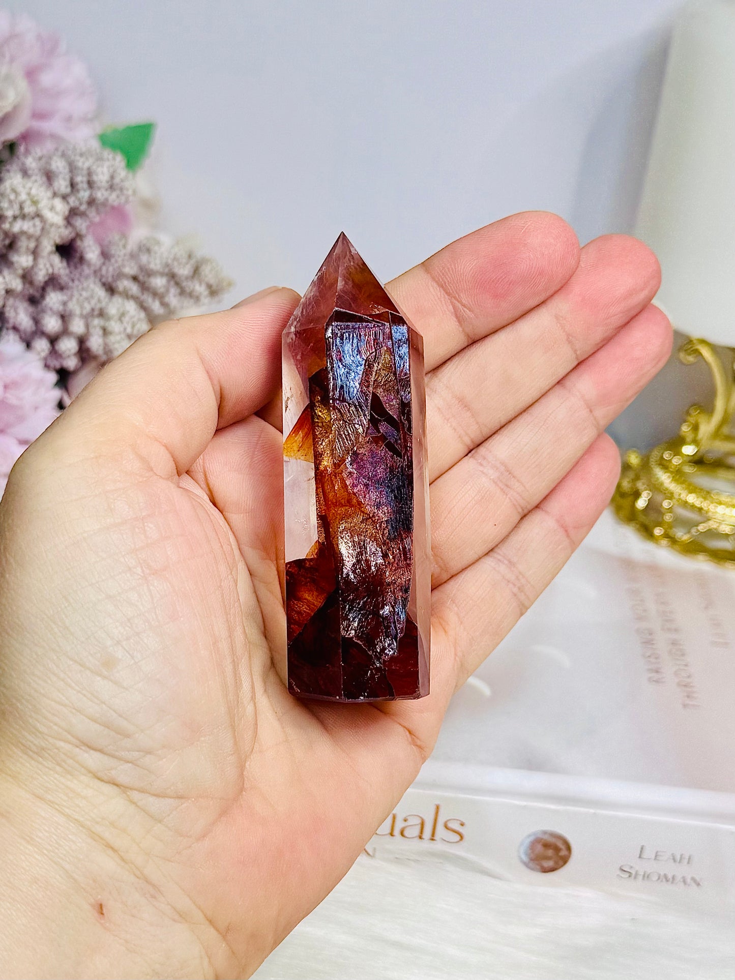 High Grade Fire Quartz Tower Full of Rainbows 8cm