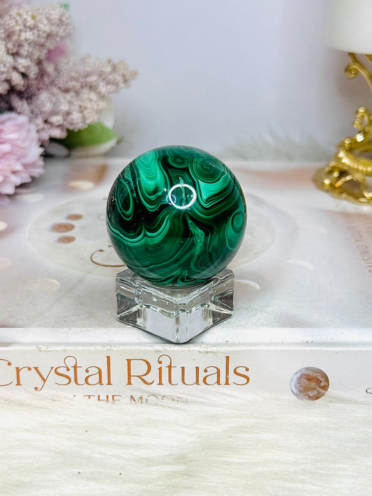 Natural Malachite From Congo Sphere on Stand 147g