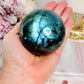 Gorgeous Large 439gram Labradorite Sphere On Stand with Stunning Blue Flash