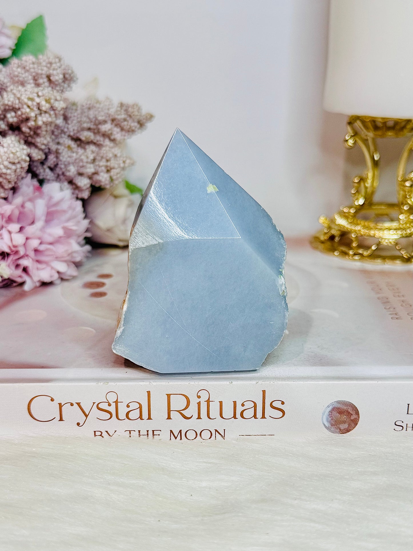 Blue Angelite Polished & Rough Tower 7.5cm
