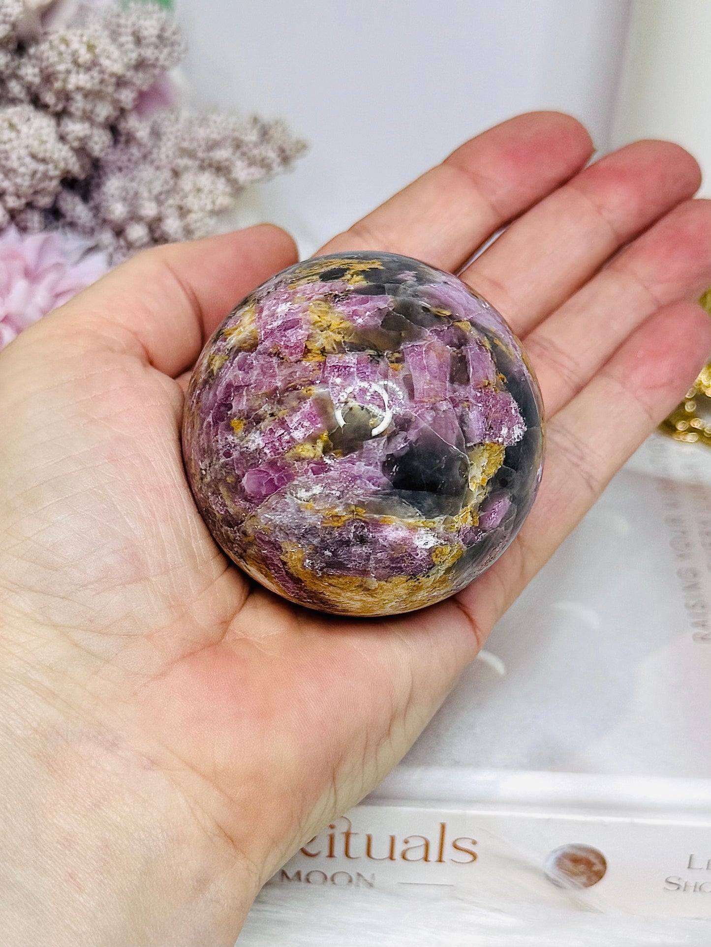 High Grade Pink Tourmaline Sphere on Stand 260g