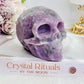 Large Purple Lepidolite Carved Skull 10cm 681grams