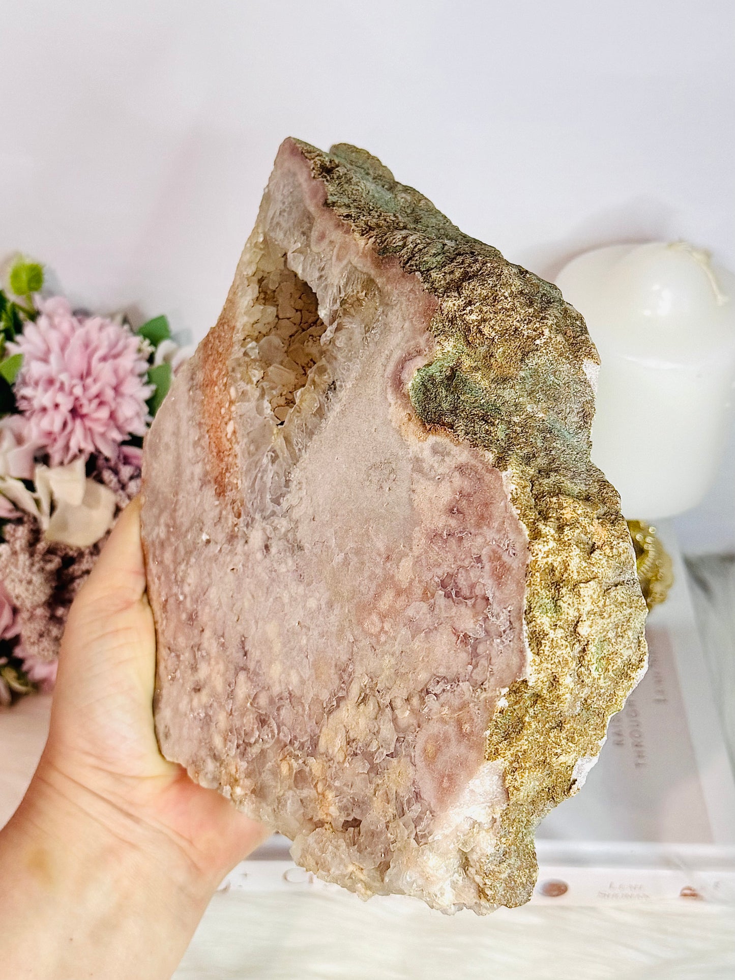 Absolutely Incredible Large Chunky Natural Pink Amethyst Druzy Slab 21cm 1.29KG