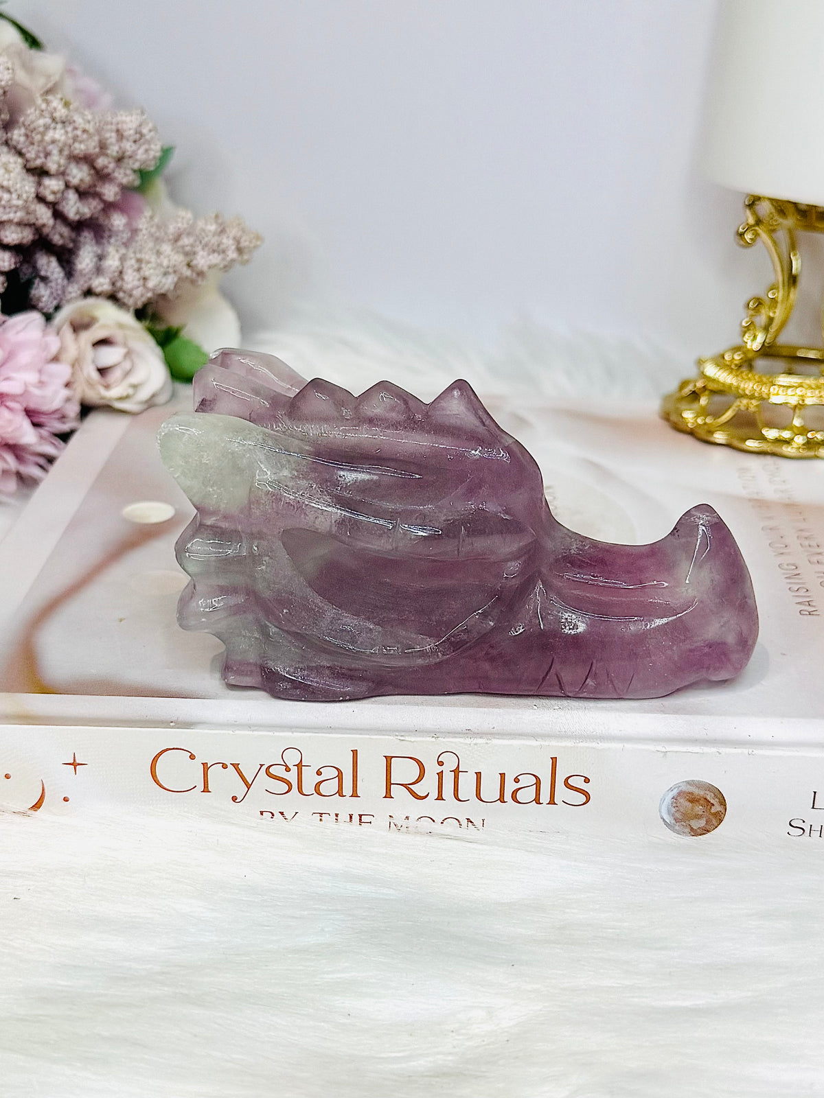 Purple Fluorite Carved Dragon 11cm 394g